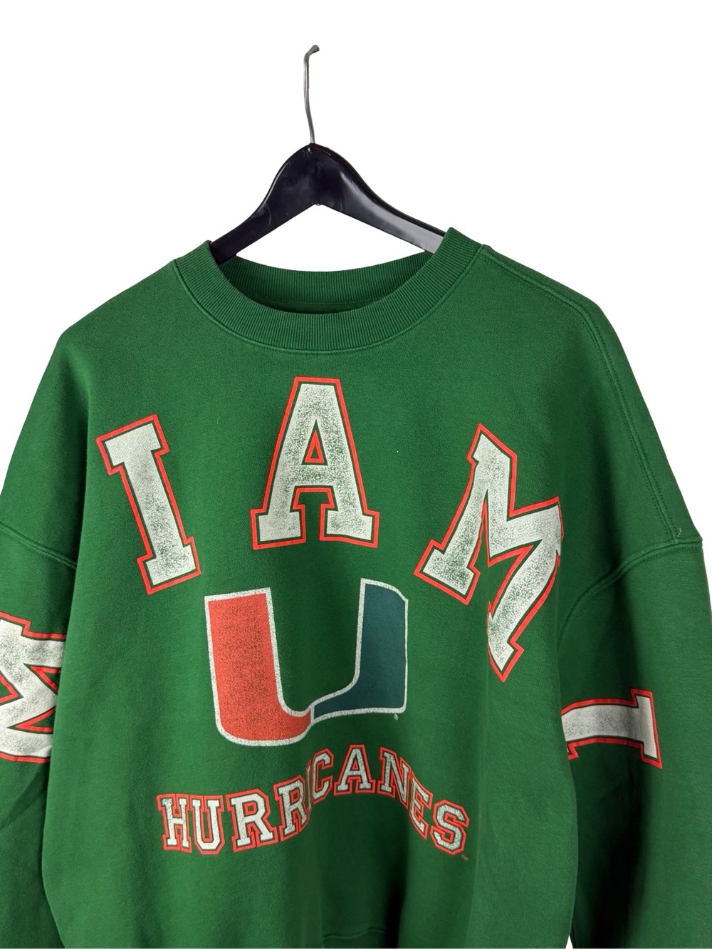 Mens Y2K Hollister Miami Hurricanes Vintage Style Spellout Sweatshirt Size L - Picture 6 of 8